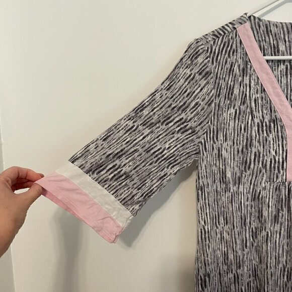 SIMPLY VERA VERA WANG 1/2 Sleeve "Maxi" Caftan Gray White Long Nightgown Pajamas - Picture 8 of 16